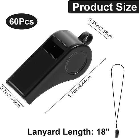 60 PCS Referee Whistle with Lanyard, Loud 120dB Sports Whistles Bulk - ABS Plastic Coach Whistle for Lifeguard, Teachers, Emergency, Training in Kuwait