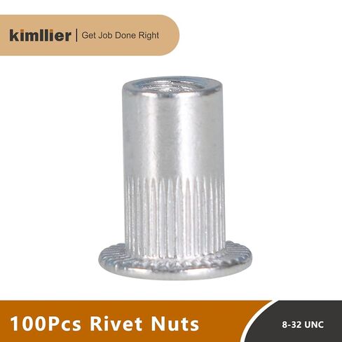 Kimllier 100 قطعة برشام المكسرات 8-32 UNC جوزة برْشام مجموعة متنوعة من الألومنيوم رأس مسطح الخيوط إدراج Nutserts متنوعة in Kuwait