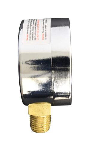 2" Pressure Gauge, Chrome Plated Steel Case, Dry, 0-15 psi/kPa, Lower Mount 1/4" NPT in Kuwait
