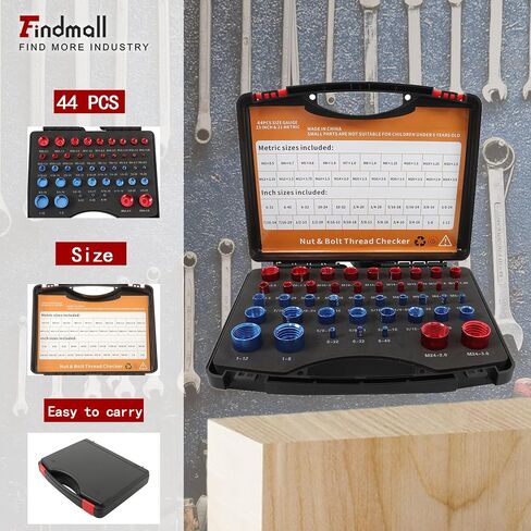 Findmall 44 قطعة مقاييس الصواميل والمسمار أداة تحديد الصواميل والمسمار in Kuwait