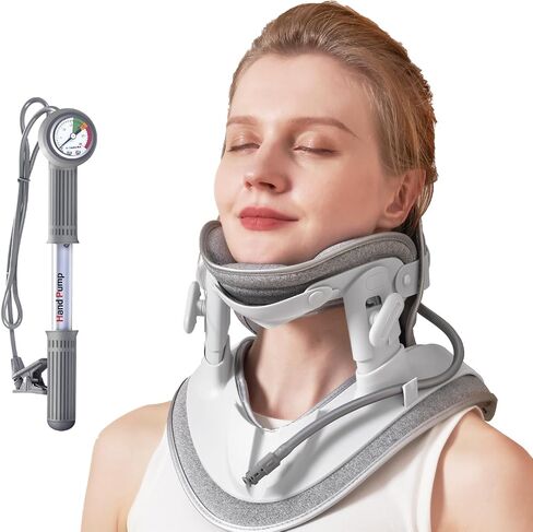 zenopax Cervical Neck Traction Device,Neck Stretcher for Neck Traction and Support,with Air Pump and 8 Built-in Airbag Support,Adjustable Neck Traction Devices for Home Use to Relieve Neck Pain in Kuwait