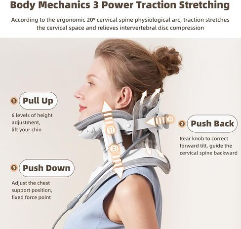 zenopax Cervical Neck Traction Device,Neck Stretcher for Neck Traction and Support,with Air Pump and 8 Built-in Airbag Support,Adjustable Neck Traction Devices for Home Use to Relieve Neck Pain in Kuwait