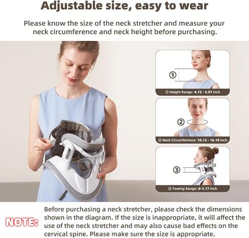 zenopax Cervical Neck Traction Device,Neck Stretcher for Neck Traction and Support,with Air Pump and 8 Built-in Airbag Support,Adjustable Neck Traction Devices for Home Use to Relieve Neck Pain in Kuwait