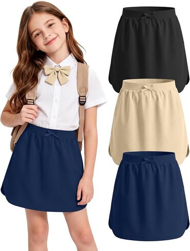 3 Pack Girls Uniform Skorts School Pull-on Scooter Skirt with Undershorts for Teens Back to School in Saudi Arabia