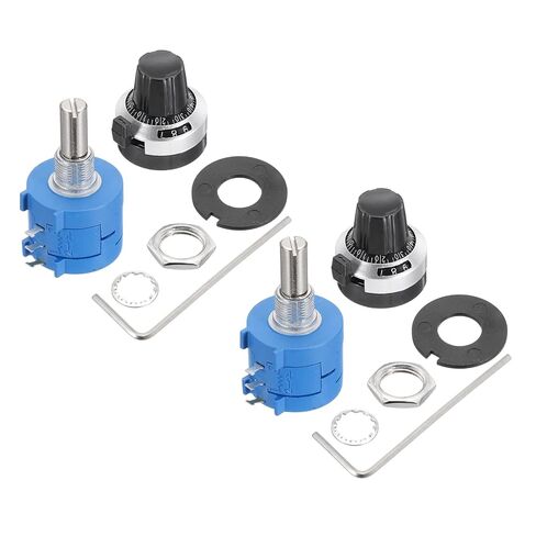 MECCANIXITY 2 مجموعة 3590S-2-201L 200ohm مقياس الجهد الدوار، مقياس الجهد السلكي متعدد الدوران الدقيق لمعدات القياس مع غطاء مقبض من النوع 3، غطاء مضاد للانزلاق، قاعدة مفتاح ربط سداسية in Kuwait