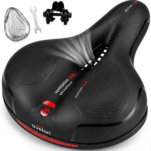 مقعد دراجة مريح، كرات مزدوجة ممتصة للصدمات، سرج عريض من إسفنج الذاكرة، بديل مقاوم للماء للرجال والنساء مع محول عالمي وغطاء للمطر، متوافق مع تمرين الطريق MTB، مريح in Kuwait
