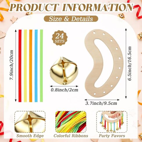 Hicarer 24 Sets Bell Tambourine Craft Kit, DIY Your Own Wooden Tambourine Kit for Bag Fillers or Party Gifting Ideas in Kuwait