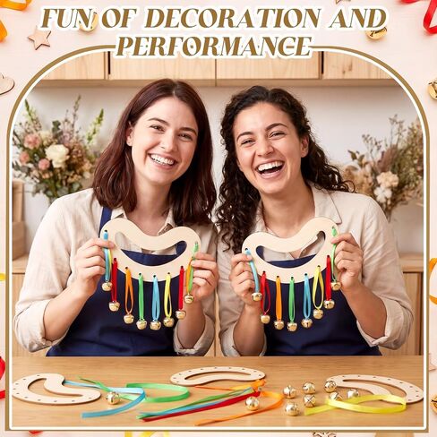 Hicarer 24 Sets Bell Tambourine Craft Kit, DIY Your Own Wooden Tambourine Kit for Bag Fillers or Party Gifting Ideas in Kuwait
