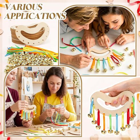 Hicarer 24 Sets Bell Tambourine Craft Kit, DIY Your Own Wooden Tambourine Kit for Bag Fillers or Party Gifting Ideas in Kuwait