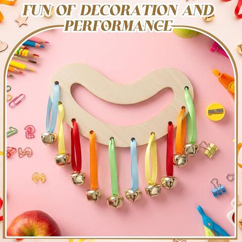 Hicarer 24 Sets Bell Tambourine Craft Kit, DIY Your Own Wooden Tambourine Kit for Bag Fillers or Party Gifting Ideas in Kuwait