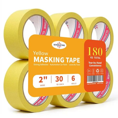 Colored Masking Tape, Colored Painters Tape for Arts and Crafts, Spray Painting, Masking and Protection,Art Supplies for Kids, 6 Rolls, 2Inch x 30Yards Total 180 Yards. (White) in Saudi Arabia