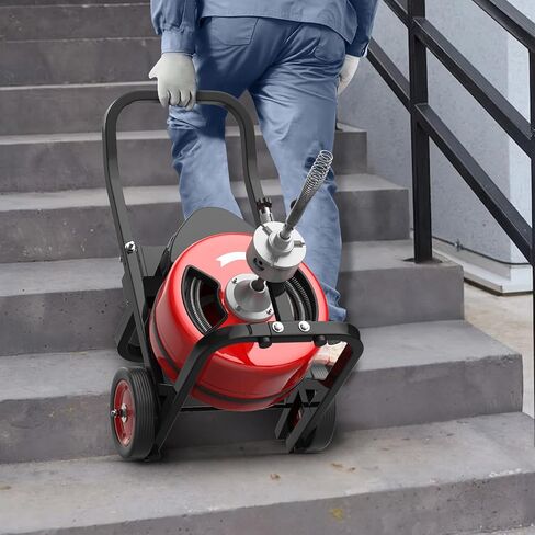 100Ft 3/4 Inch Electric Drain Cleaner Machine, 750W Auto Feed Sewer Snake Drain Auger with 6 Cutters & Air-Activated Foot Switch, Portable Electric Drain Cleaner for 4" to 8" Pipes in Kuwait