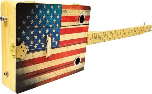 "Old Glory" جيتار صندوق سيجار كهربائي صوتي مكون من 3 أوتار - متعة العزف، صنع في الولايات المتحدة الأمريكية! in Kuwait