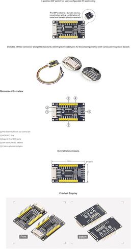 لوحة توسيع MCP23017 I2C GPIO، وحدة توسيع IO 16 بت، مستوى 3.3 فولت/5 فولت، مفتاح عنوان DIP، كابل PH2.0، لـ Raspberry Pi Arduino STM32 in Kuwait