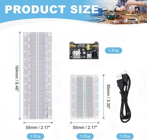 مجموعة لوحة التجارب MECCANIXITY مع وحدة إمداد الطاقة، لوحة تجارب 830/400 نقطة ربط مع كابل USB، مجموعة المرح لمكونات الإلكترونيات لتطوير ممارسة دوائر لوحة STEM in Kuwait