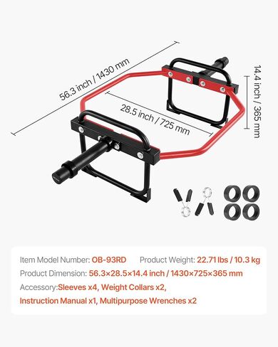 VEVOR Trap Bar Hex Bar، 2 بوصة من الحديد السداسي، قضبان تتغاضى بسعة 500 رطل، معدات رفع الأثقال وتدريب القوة، صالة الألعاب الرياضية المنزلية للقرفصاء، المصاعد الميتة، مكابس الكتف in Kuwait