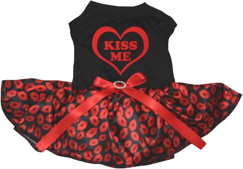 Petitebella Kiss Me Heart Puppy Dog Dress (Red/Snowflake, XXX-Large) in Saudi Arabia