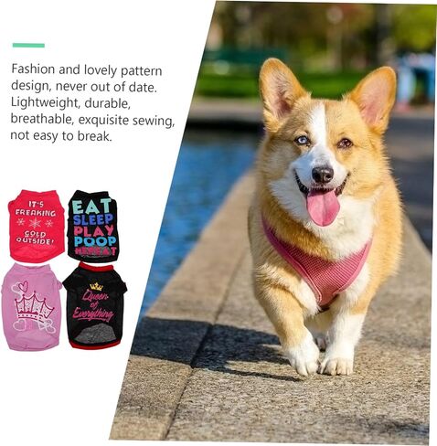POPETPOP 4pcs Dog Shirts for Small Dogs Lightweight Apparel Pet Outfits and Comfortable and Easy to Wear in Kuwait