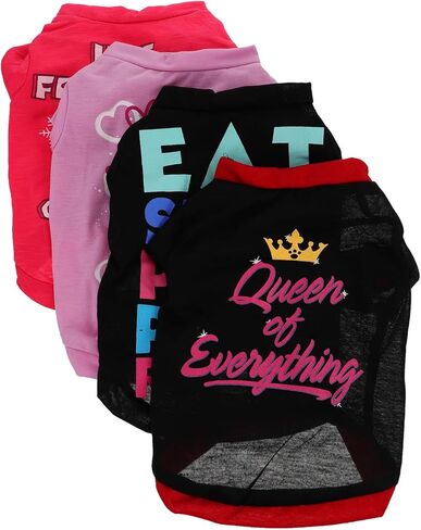 POPETPOP 4pcs Dog Shirts for Small Dogs Lightweight Apparel Pet Outfits and Comfortable and Easy to Wear in Kuwait