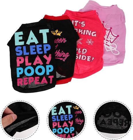 POPETPOP 4pcs Dog Shirts for Small Dogs Lightweight Apparel Pet Outfits and Comfortable and Easy to Wear in Kuwait