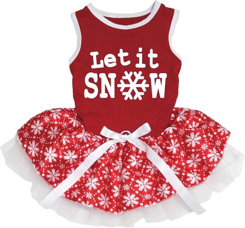فستان Petitebella Let it Snow Puppy Dog (أحمر/ندفة الثلج، X-Small) in Kuwait