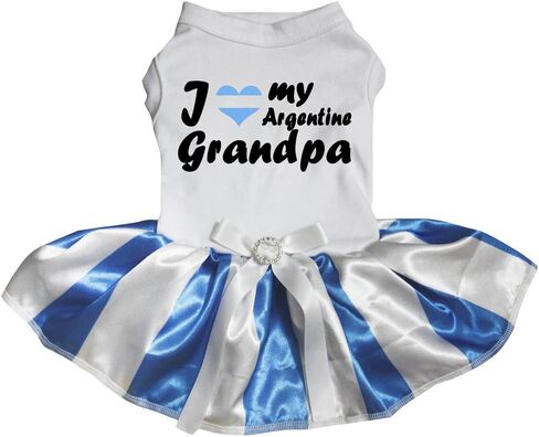 Petitebella I Love My Argentina Grandpa Puppy Dog Dress (Blue/White, XXX-Large) in Kuwait
