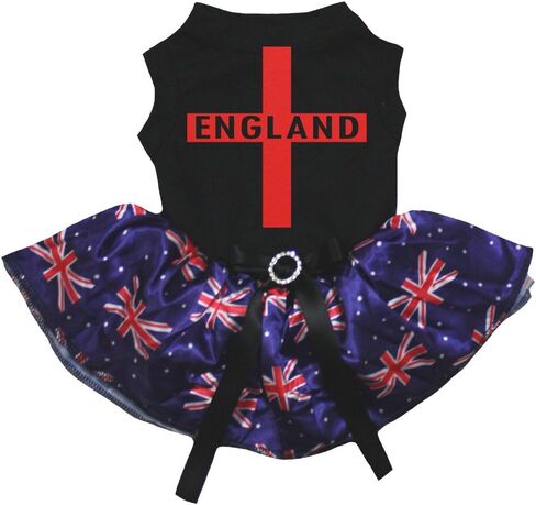 فستان Petitebella England Cross Puppy Dog (أبيض/مخطط، مقاس XXX-Large) in Kuwait