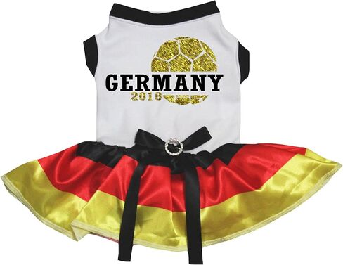 فستان Petitebella Germany لكرة القدم للكلاب والجراء (أبيض/ألمانيا، مقاس XXX-Large) in Kuwait