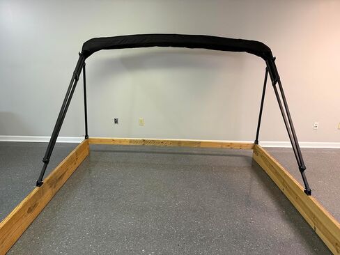 Cypress Rowe Outfitters Pontoon Boat Bimini Top، إطار مربع مطلي بمسحوق أسود، قماش أسود، بطول 8 إلى 12 بوصة، عرض 8 1/2 بوصة، طقم ممتاز كامل مع حذاء الأجهزة، Big League Biminis in Kuwait