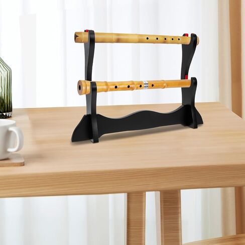 YARNOW Desktop Wooden Flute Display Rack Double Layer Stand Wind Instrument Holder Household Storage Organizer for Flute and Xiao in Kuwait