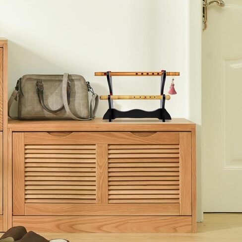 YARNOW Desktop Wooden Flute Display Rack Double Layer Stand Wind Instrument Holder Household Storage Organizer for Flute and Xiao in Kuwait