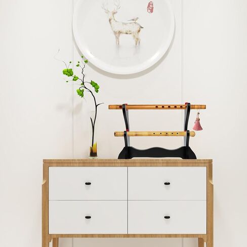 YARNOW Desktop Wooden Flute Display Rack Double Layer Stand Wind Instrument Holder Household Storage Organizer for Flute and Xiao in Kuwait