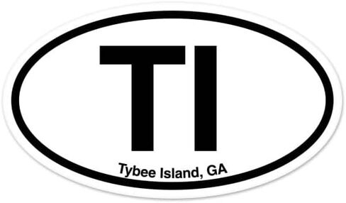 ملصق نافذة السيارة من الفينيل البيضاوي من TI Tybee Island Georgia مقاس 3 بوصة × 2 بوصة in Kuwait