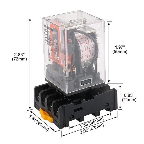 Baomain 2-Pack Power Relay MK2P-I 110VAC Coil DPDT 8 Pin مع مقبس طرفي إضافي، لأنظمة التشغيل الآلي والتحكم in Kuwait
