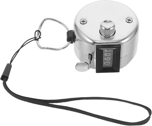 Didiseaon Metal Hand Tally Counter with 4-Digit Mechanical Counter and Lanyard, Easy One Press Operation for High Precision People Counting and Event Tracking, Sturdy Silver Metal Material in Kuwait