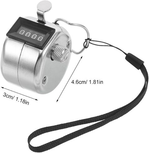 Didiseaon Metal Hand Tally Counter with 4-Digit Mechanical Counter and Lanyard, Easy One Press Operation for High Precision People Counting and Event Tracking, Sturdy Silver Metal Material in Kuwait