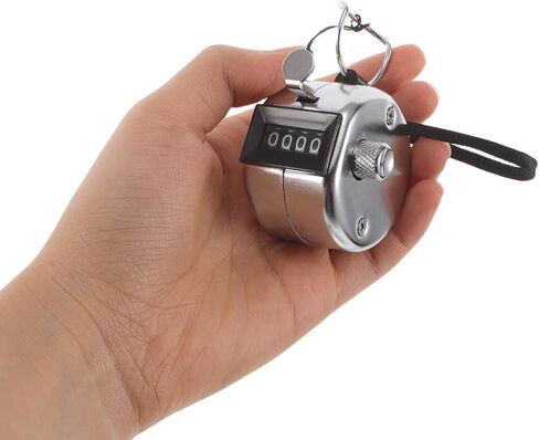 Didiseaon Metal Hand Tally Counter with 4-Digit Mechanical Counter and Lanyard, Easy One Press Operation for High Precision People Counting and Event Tracking, Sturdy Silver Metal Material in Kuwait