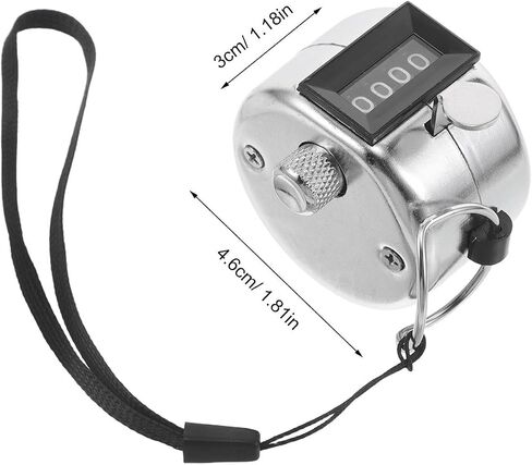 Didiseaon Metal Hand Tally Counter with 4-Digit Mechanical Counter and Lanyard, Easy One Press Operation for High Precision People Counting and Event Tracking, Sturdy Silver Metal Material in Kuwait