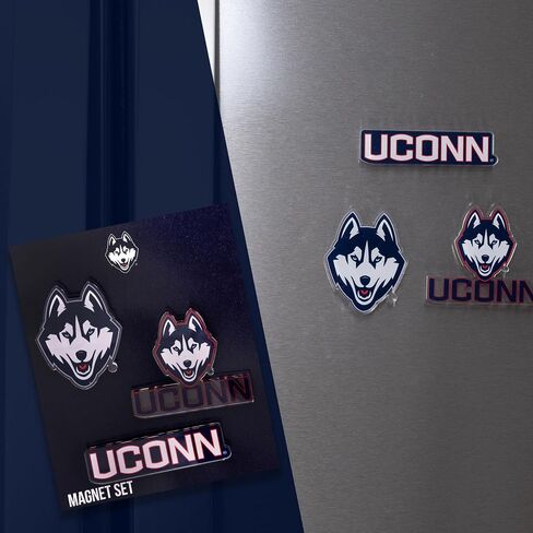مغناطيس أكريليك من جامعة صبار الصحراء في كونيتيكت، 3 عبوات من تصميم UConn Huskies الزخرفي مرخص رسميًا (مجموعة المغناطيس A) in Kuwait