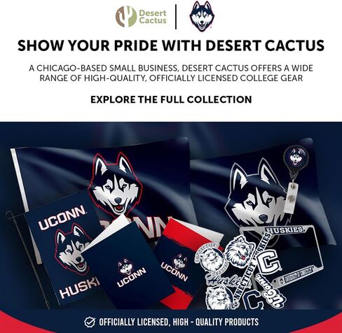 مغناطيس أكريليك من جامعة صبار الصحراء في كونيتيكت، 3 عبوات من تصميم UConn Huskies الزخرفي مرخص رسميًا (مجموعة المغناطيس A) in Kuwait