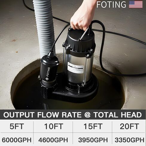 FOTING 1HP 6000GPH مضخة مستنقع غاطسة مياه الصرف الصحي/مضخة النفايات السائلة، مضخة الصرف الصحي من الحديد الزهر شديدة التحمل، مضخات مستنقع للطابق السفلي، خزان الصرف الصحي، بئر الصرف الصحي، نظام الصرف الصحي، تفريغ 1-1/2 بوصة NPT in Kuwait