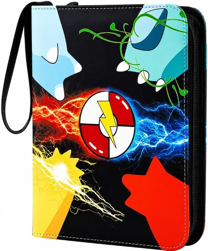 Trading Card Binder 4 Pocket, Card Binder 400 Pockets Card Book Holder with 50 Removable Sleeves, PU material and waterproof,Portable Collectible Game Card Albums Gifts for Boys and Girls in Saudi Arabia