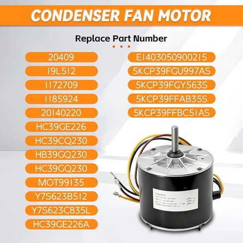 Y7S623C835L Condenser Fan Motor 1/4 HP 208-230V 1110 RPM Compatible with Zhongshan Broad-Ocean Fit for Carrier Replace HC39GE226 HC39CQ230 5KCP39FGY563S in Kuwait