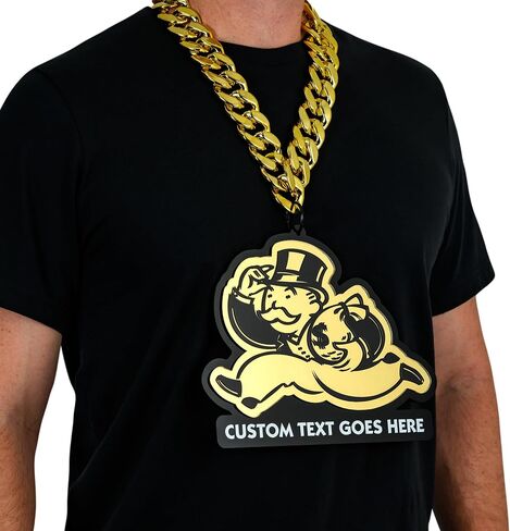 TrophySmack Official Monopoly Turnover Chain - 9.75" Custom Acrylic Pendant & 35" Cuban Link Necklace - Running Man Trophy Award for Sales, Sports & Competitions in Kuwait