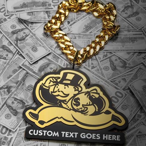 TrophySmack Official Monopoly Turnover Chain - 9.75" Custom Acrylic Pendant & 35" Cuban Link Necklace - Running Man Trophy Award for Sales, Sports & Competitions in Kuwait