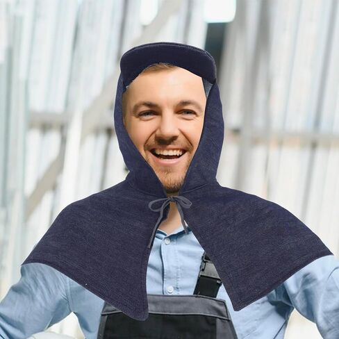 FOMIYES Denim Sandblasting Hood Cap for Woodworking and DIY Painting, Comfortable Breathable Work Protective Hood with Comprehensive Protection and Windproof Design for Men and Women in Kuwait