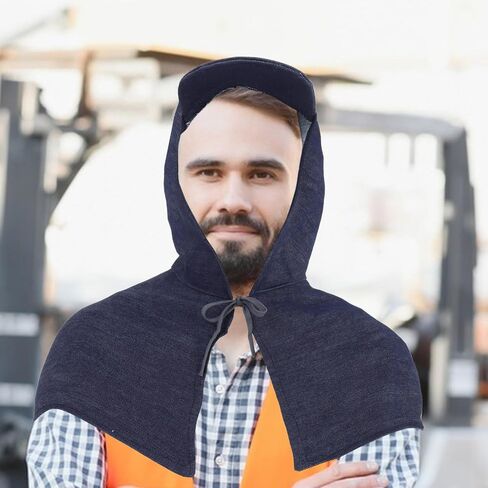 FOMIYES Denim Sandblasting Hood Cap for Woodworking and DIY Painting, Comfortable Breathable Work Protective Hood with Comprehensive Protection and Windproof Design for Men and Women in Kuwait