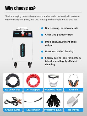 Dry Ice Blaster Adjustable Blast Force Cleaning Gear Pressure Measuring Dial Emergency Stop Switch for Textile Print Roller Hydraulic Machine Oil Sludge Disposal Device in Kuwait