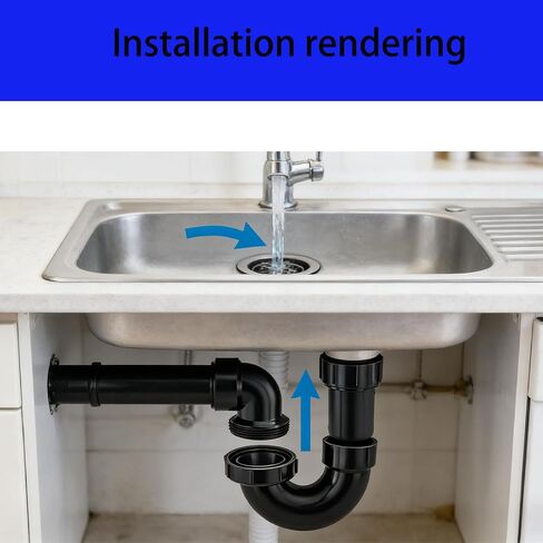 1.5 "RV بالوعة استنزاف P فخ | ABS أسود قابل للتعديل طقم تصريف مقاوم للتسرب ل RV والمطبخ والحمام in Kuwait