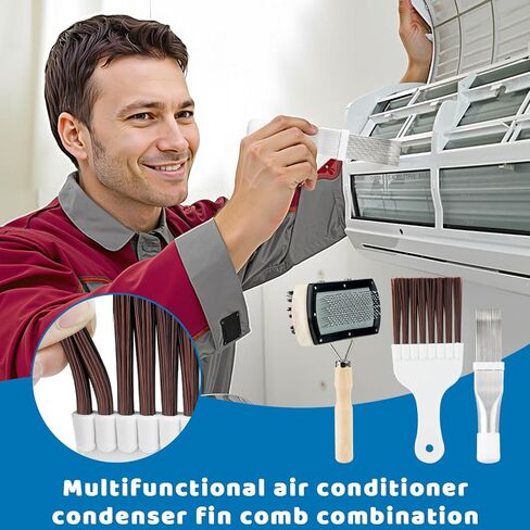 Double-Sided AC Coil Cleaner Brush, AC Coil Cleaning Brush for Condenser & Evaporator Coils, Practical Tool for Home and Commercial Air Conditioner Maintenance Cleaning in Saudi Arabia